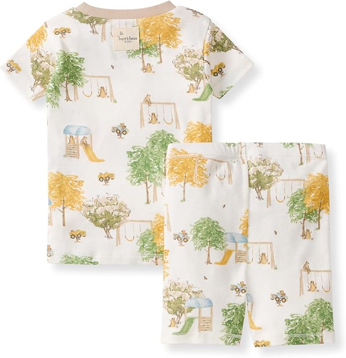 Burt's Bees Baby Girls' Pajamas, 2-Piece Long Sleeve Tee and Pants Organic Cotton PJ Set
