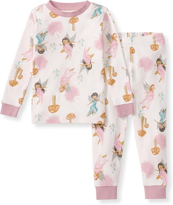 Burt's Bees Baby Girls' Pajamas, 2-Piece Long Sleeve Tee and Pants Organic Cotton PJ Set