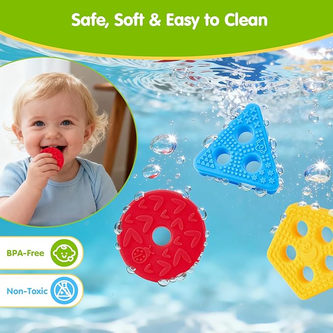 hahaland Silicone Blocks for Toddlers 1-3 - Montessori Toys for 1 Year Old Sensory Toys, Color Sorting and Stacking Toy Soft Textured Educational Learning Toddler Baby Toys 1 Year Old Boy Girl Gifts