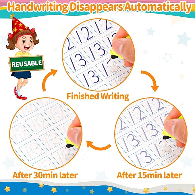 AALGO Large Magic Grooved Writing Practice Books- Reusable Handwriting Practice for Kids 5-7 - Preschool Tracing Books-Toddler Workbook or Kids Age 3-8 Calligraphy