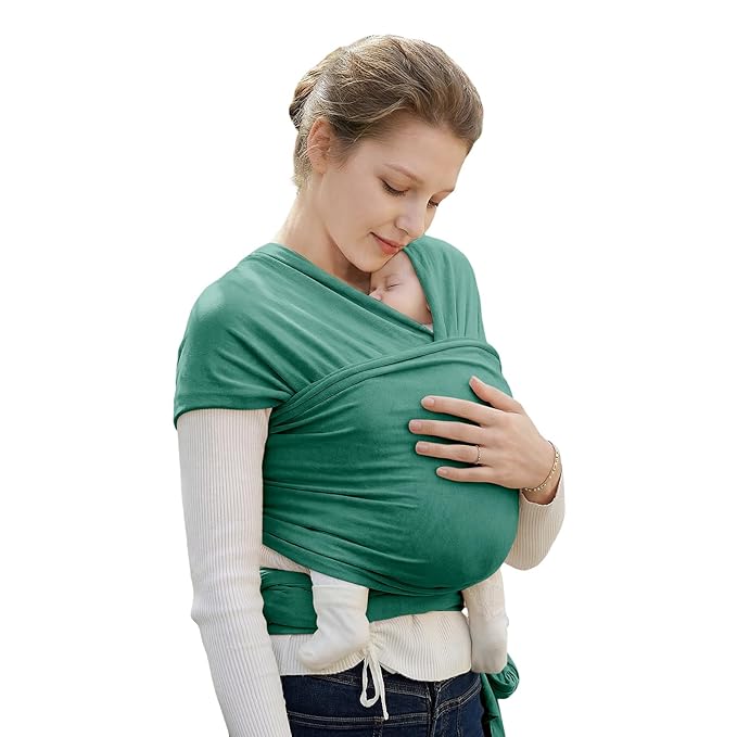 Baby Wrap Carrier, Baby Carrier Wrap Newborn(7-35lbs), Cotton Baby Sling Carriers Wearing Wrap Hands Free, Cozy Newborn Wrap One Size Fits All, Green