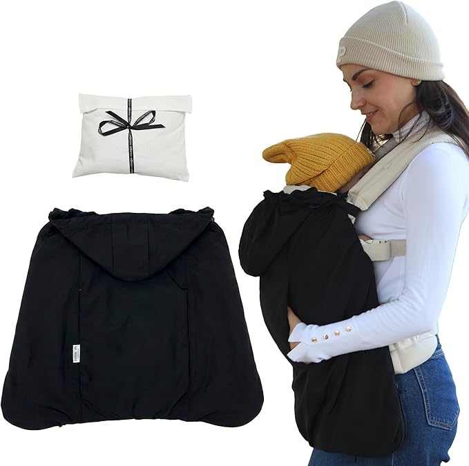 Baby Carrier Cover Winter with Detachable Hood - Windproof & Water-Resistant Winter Car Seat Cover Baby Girl & Boy, Universal Travel Carrier & Stroller Blankets for Babies
