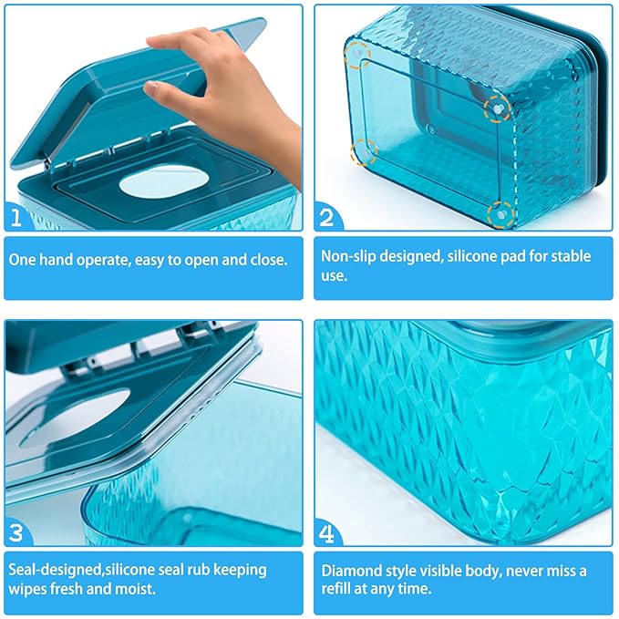 Wet Baby Wipes Dispenser - Large Capacity Wipe Holder Seal-Designed Dust-Proof Wet Wipes Container Keep Diaper Wipes Fresh