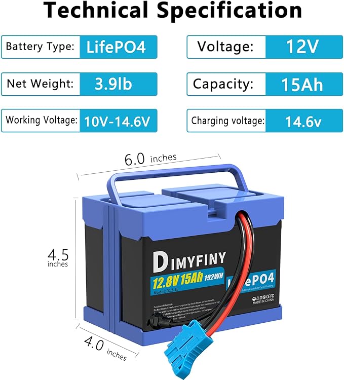 Upgraded 12 Volt Replacement Battery for Peg Perego John Deere Tractors,12V15AH, Extended Run Time Replacement for Kids Ride-On toy Cars, Built-in 20A BMS & 2A Fast Charger