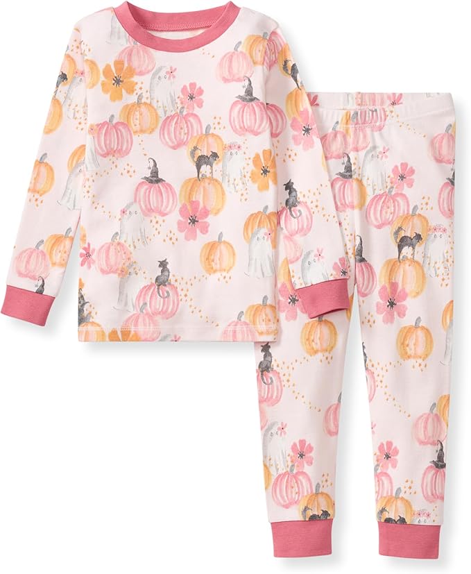 Burt's Bees Baby Girls' Pajamas, 2-Piece Long Sleeve Tee and Pants Organic Cotton PJ Set
