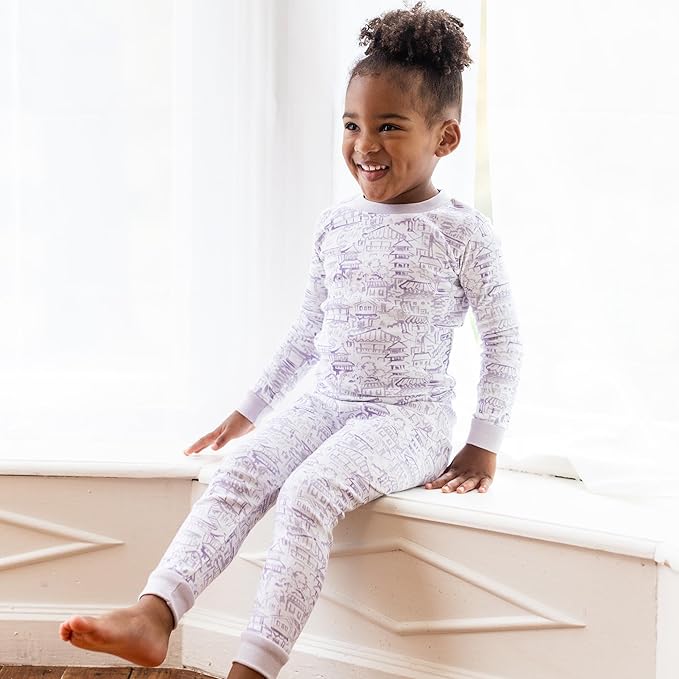 Burt's Bees Baby Girls' Pajamas, 2-Piece Long Sleeve Tee and Pants Organic Cotton PJ Set
