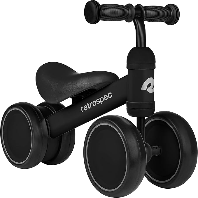 Retrospec Cricket Baby Balance Bike, 4-Wheel Ride-On Toy for Ages 12-24 Months – First Bike & Toddler Bike for 1 Year Old Boys & Girls, First Birthday Gift