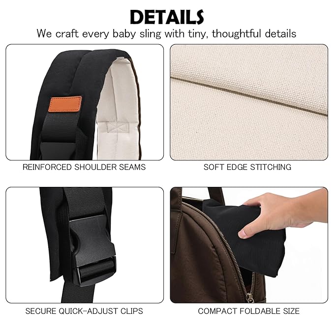Baby Sling Carrier, Baby Carrier Newborn to Toddler with Adjustable Strap, Non-Slip Baby Half Wrapped Sling Hip Carrier 10-30lbs, Black