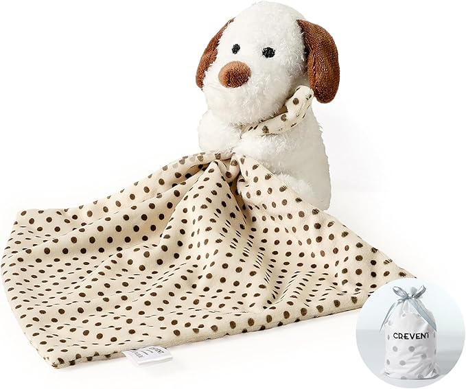CREVENT Soft Plush Animal Face Security Blankets for Boys and Girls, Great Gifts for Birthday Baby Shower - Hugging Dog