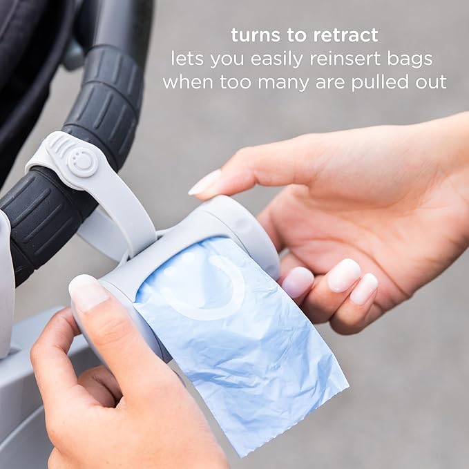 Ubbi On-the-Go Gray Bag Dispenser and Waste Disposal Bags Refill, 60 Lavender Scented Diaper Bags, Baby Savings Bundle, New Parent Gift