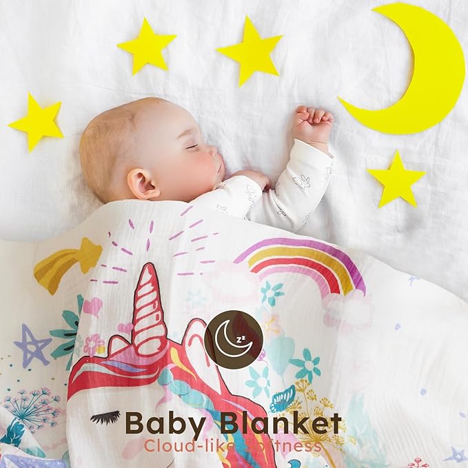 5 Pack Muslin Swaddle Blanket & Baby Burp Cloths, Soft & Breathable Receiving Blanket, Cotton Baby Blanket for Newborn Girl, Nursery Infant Essentials, Swaddling Wrap for Unisex