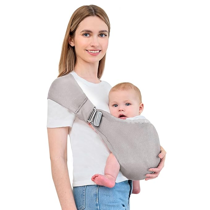Baby Carrier - Ergonomic, Cozy and Lightweight Carrier for 0-36 Months, Effortless to Put On, Ideal for Hands-Free Parenting,Lightweight and Travel-Friendly Newborn Baby Carrier-Light Grey
