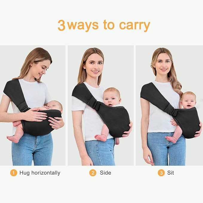 Baby Carrier - Ergonomic, Cozy and Lightweight Carrier for 0-36 Months, Effortless to Put On, Ideal for Hands-Free Parenting,Lightweight and Travel-Friendly Newborn Baby Carrier-Black