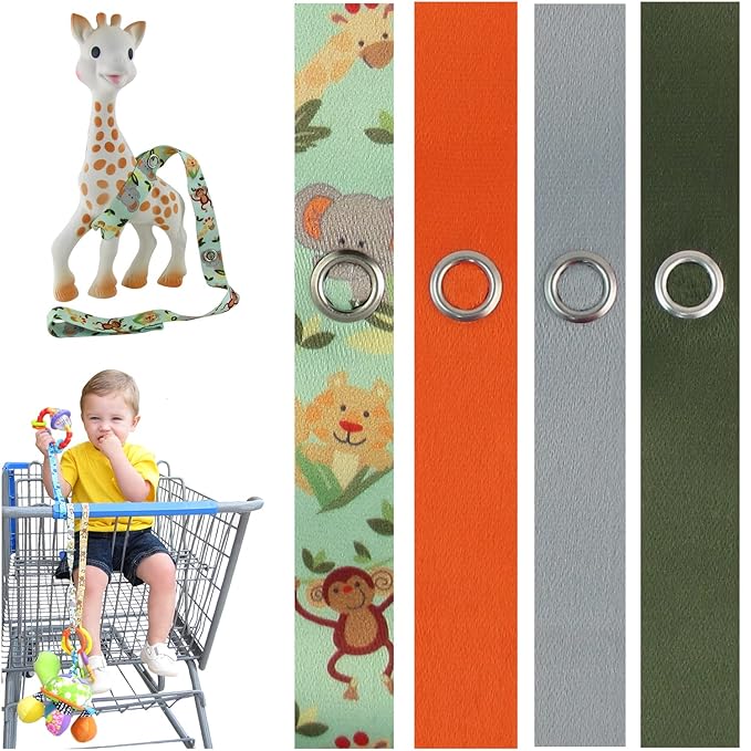 PBnJ baby Toy Saver Strap Holder Leash Secure Accessories Jungle/Gray/Orange/Olive - 4pc