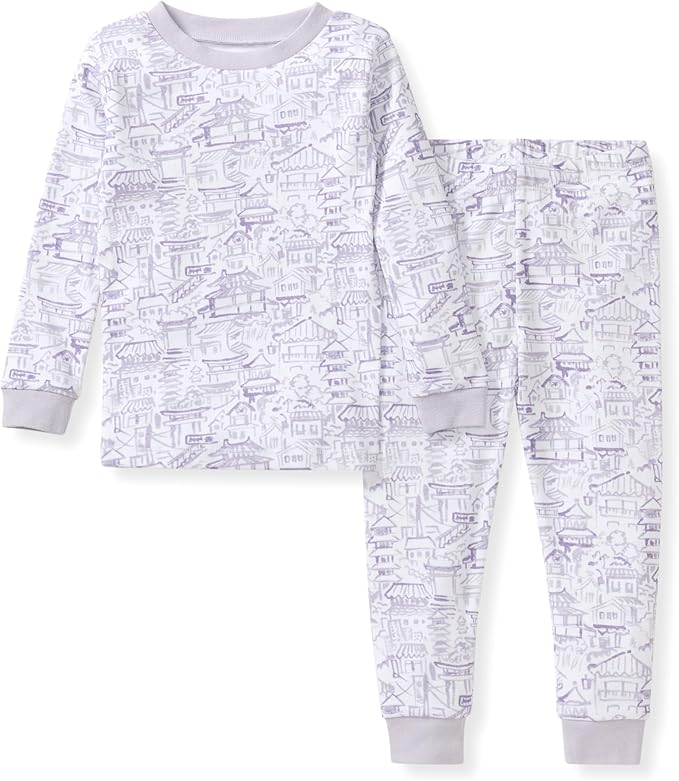 Burt's Bees Baby Girls' Pajamas, 2-Piece Long Sleeve Tee and Pants Organic Cotton PJ Set