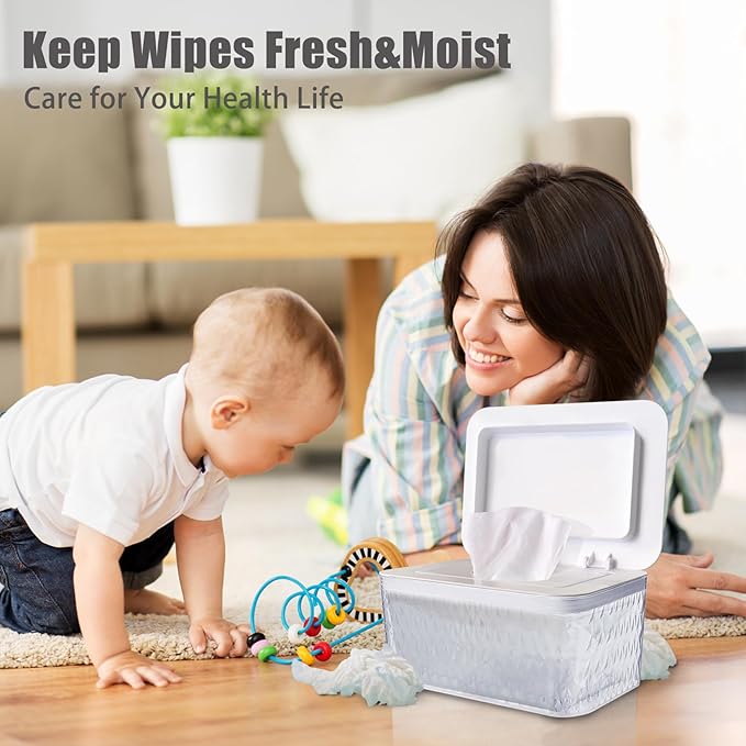 2 Pack Wet Baby Wipes Dispenser - Large Capacity Wipe Holder Seal-Designed Dust-Proof Wet Wipes Container Keep Diaper Wipes Fresh