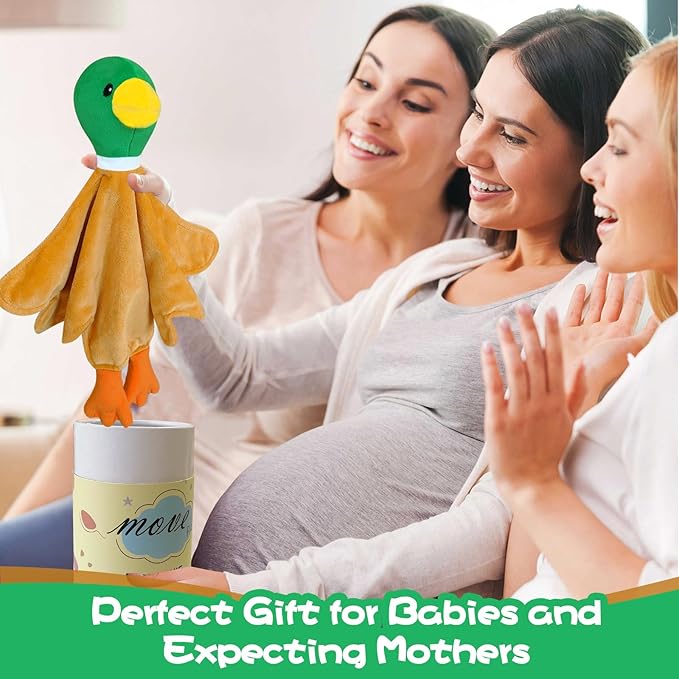 Baby Security Blanket, Soft Baby Lovey Toy Blanket for Boys and Girls, Snuggle Toy Lovie Newborn Gift, Unisex Nursery Bed Blankets Green Duck16 Inch