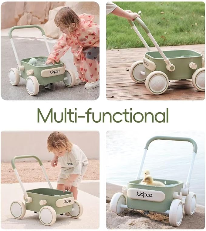 PULA Baby Push Walker with Wheels Toddler Wagon for First Learner Baby Toys 6-12 Months, 1 Year Old Birthday Gifts, Indoors and Outdoors (Red)