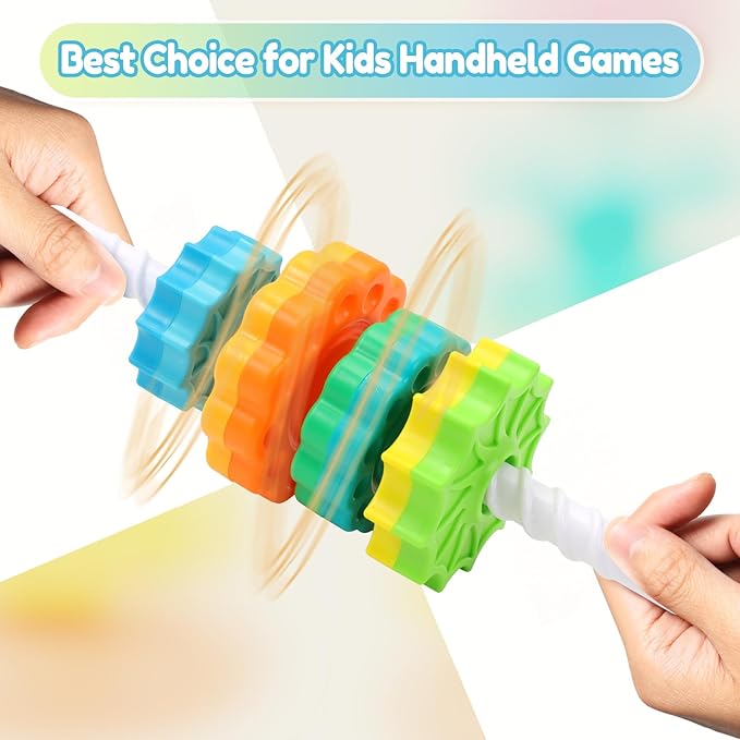 Baby Spinning Stacking Toys, 1-3 Rainbow Ring Stacker Montessori Toys for Babies, Sensory Toys for Toddlers, Christmas and Birthday Gifts Suitable for Boys and Girls (14 inches)
