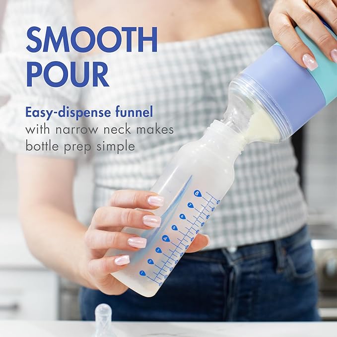 Boon Triful Baby Formula Dispenser On The Go - Insulated Stainless Steel Formula Containers with Stacking Design - Baby Bottle-Feeding Supplies for Travel, Camping, 8 oz, Blue
