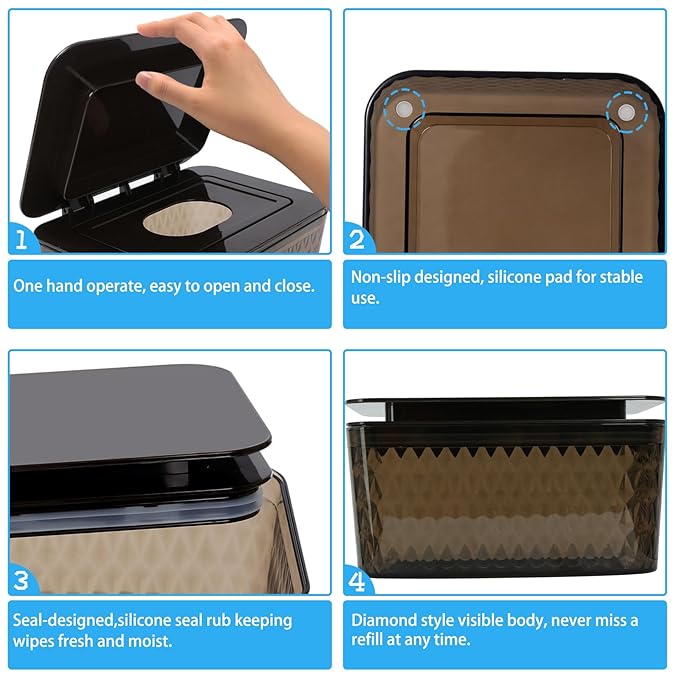 2 Pack Wet Baby Wipes Dispenser - Large Capacity Wipe Holder Seal-Designed Dust-Proof Wet Wipes Container Keep Diaper Wipes Fresh