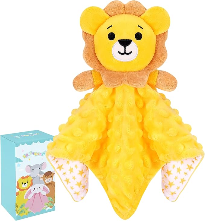 Lion Security Blankets for Babies,Lion Baby Security Blanket for Newborn Infant Toddler,Soft Baby Snuggle Toy Stuffed Animal Gifts for Kids Girls Boys,Yellow Lion Loveys for Babies,12in