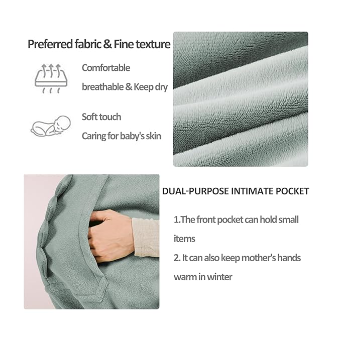 Baby Carrier Cover Stroller Cover,Newborn Hooded Stretchy Cloak,Soft Kangaroo Hoodie for Mom Baby,Suit for All Seasons (Grey)