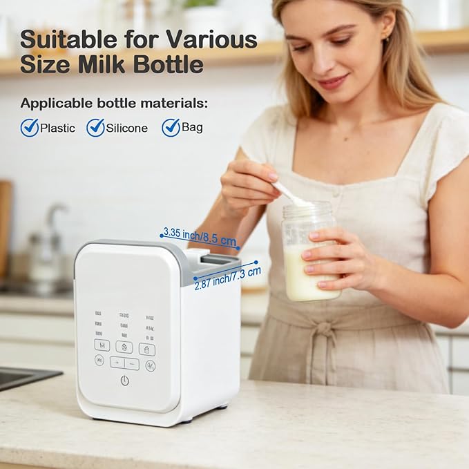 Bottle Warmer, Kisdream Baby Bottle Warmer for Breastmilk & Formula, 8-in-1 Calentador de Biberones with Timer & Night Light, Accurate Temp Control, Defrost, Steri-lizing, Heat Baby Food