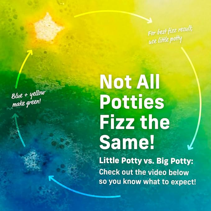 Wizzy Fizzies™ Potty Training Rewards Toilet Fizzies, Non-Food, STEM-Based Method That uses Imagination Play, 60 Colorful Stars, Non-Toxic, Girls & Boys, Fun Things for Kids & Parents