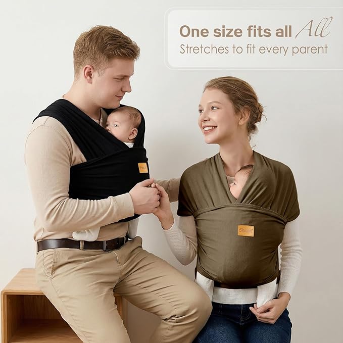 Baby Wrap Carrier, Baby Carrier Wrap Newborn(7-35lbs), Cotton Baby Sling Carriers Wearing Wrap Hands Free, Cozy Newborn Wrap One Size Fits All, Brown