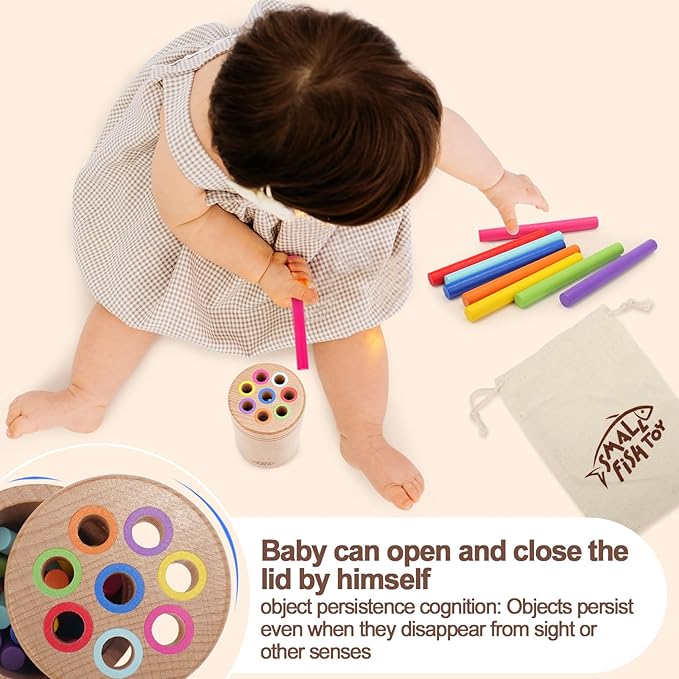 Montessori Toys for 1-3 Year Old: Wooden Learning Color Sorting Toys for Toddlers Age 1 2 3, Fine Motor Developmental Infants Sensory Toys, Busy Board 18 month old Baby Easter Basket Stuffers