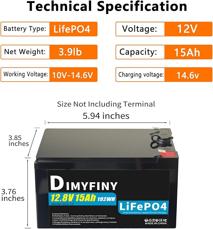 Upgraded 12 Volt Replacement Battery for Fisher-Price Power Wheels Ride-On Toy Cars | 12V15Ah LiFePO4 Battery with Fast Charger & 20A BMS, 2000+ Deep Cycle for Marine, Solar, Fish Finder, Camping