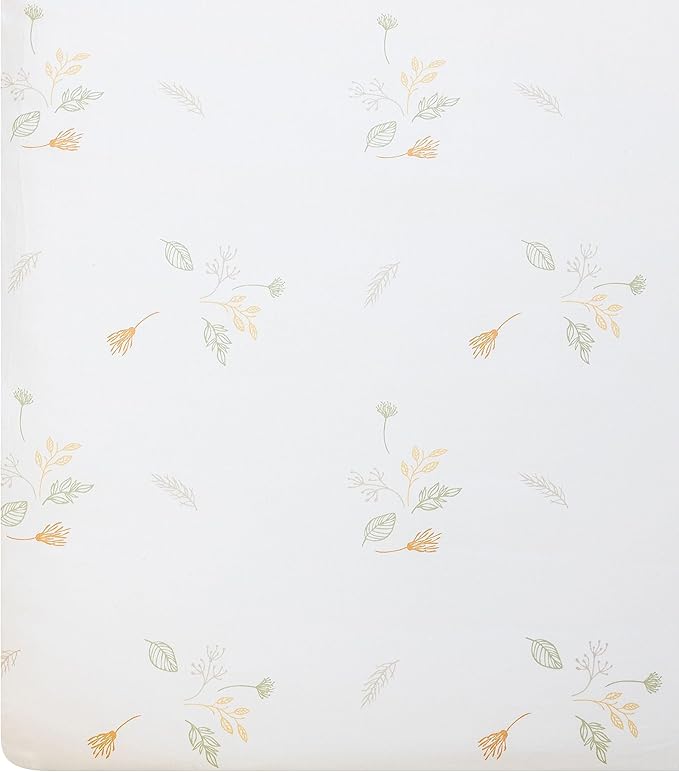 Crane Baby Crib Sheets Neutral, 100% Cotton Crib Sheets Girl or Boy, Dainty Leaf Pattern, Crib Bedding, 28" x 52" x 9", Fits Standard Mattress, Neutral Nursery Decor, AZO-Free Dyes for Sensitive Skin