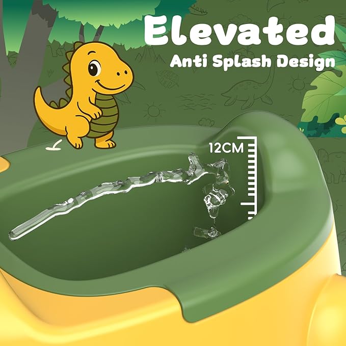 Potty Training Toilet Toddler Potty Chair Kids Boys Girls Dinosaur Animal Comfortable Potties Training Seat for Childrens Ages 1-3 Portable Baby Toilets with Lid Back Easy to Clean Potty Trainer