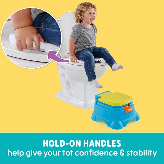 Sesame Street Cookie Monster Terrific 3 in 1 Potty Training Toilet Seat and Step Stool, Easy Clean Design with Flush Handle and Sounds, Portable, Great for Travel, Perfect for Toddler Boys & Girls 1-3