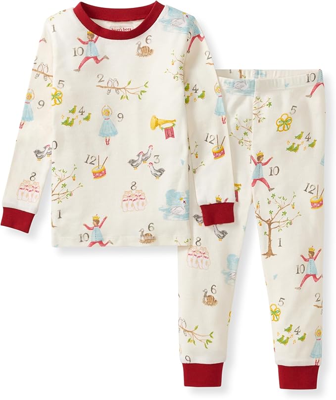 Burt's Bees Baby Girls' Pajamas, 2-Piece Long Sleeve Tee and Pants Organic Cotton PJ Set