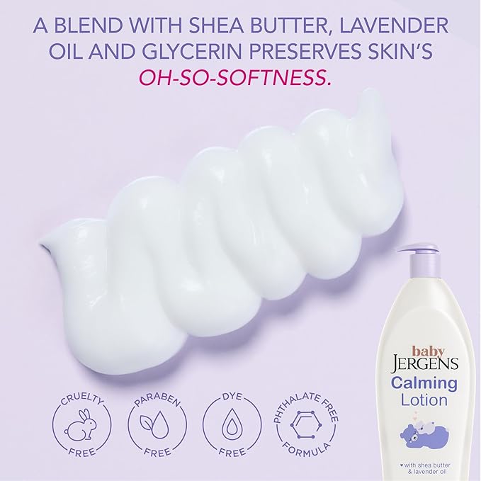 Jergens Baby Calming Lotion,Baby Calming Lotion,Lavender-Baby-Lotion,Baby-Moisturizer with Shea Butter and Lavender Oil,16.8 Fl Oz,(Pack of 2)