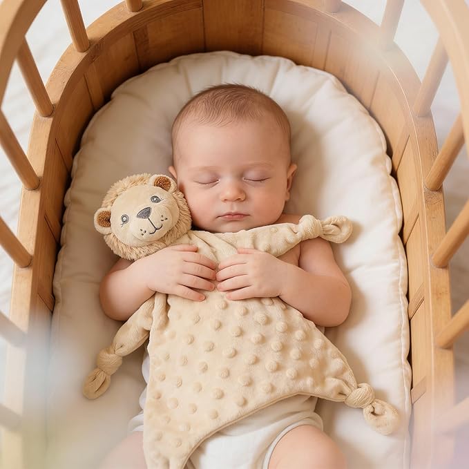 CREVENT Soft Plush Animal Face Security Blankets for Boys and Girls, Great Gifts for Birthday Baby Shower - Lion