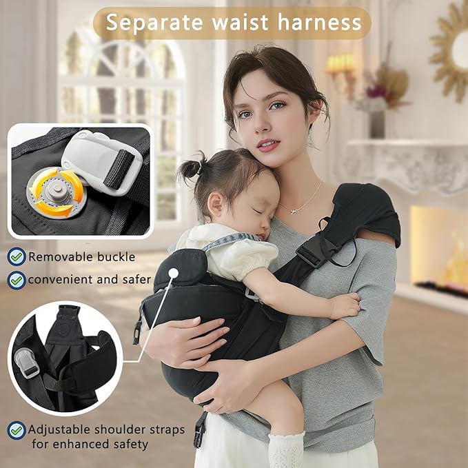 Baby Sling Carrier, Baby Carrier Newborn to Toddler Wrpas Carrier Essentials Safety, Portable and Lightweight, Ergonomic-Designed, Non-Slip Hip Seat Carrying 8-55lbs(Green)