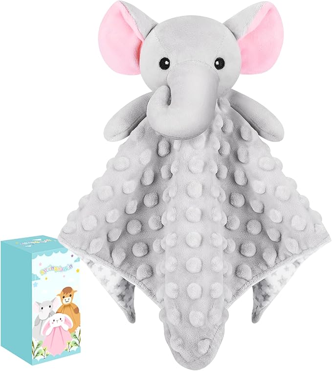 Loveys for Babies,Soft Baby Security Blanket for Newborn Infant Toddler Snuggle Toy Stuffed Animal,Lovey Elephant Security Blankets Gifts Baby Unisex Birthday(Gray Elephant,12.4in)