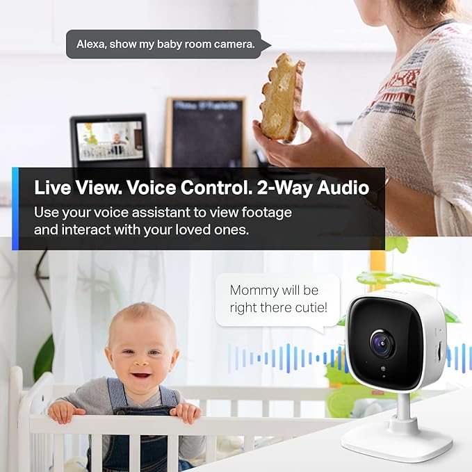 Tapo 2K Indoor Wired Security Camera - Works as a Baby Monitor & Pet Camera, Person/Motion/Baby Cry Detection, 2-Way Audio, Siren, Subscription-Free Local Storage or Optional Cloud, C110P2 (2-Pack)