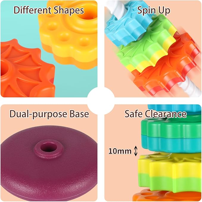 Spinning Stacking Toys for Toddlers 1-3, Ring Stacker for Babies 0-6-12-18 Months, Spinner for Infants, Montessori Autism Sensory Toys, 1 2 3 Year Old Girl Boy Christmas Birthday Gifts