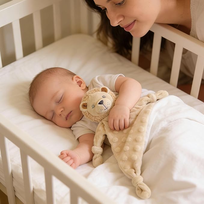 CREVENT Soft Plush Animal Face Security Blankets for Boys and Girls, Great Gifts for Birthday Baby Shower - Lion