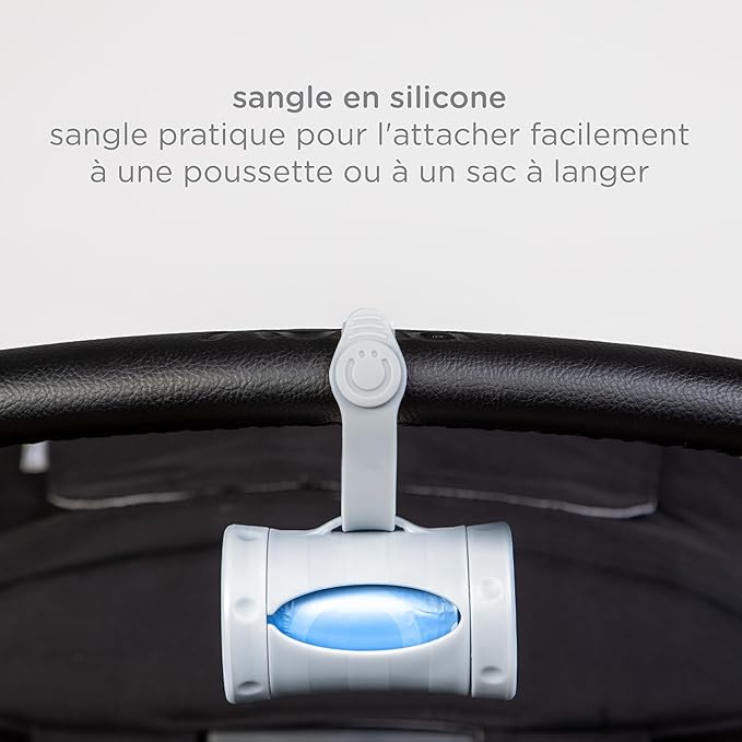 Ubbi Retractable On the Go Bag Dispenser for Travel, Diaper Bag Accessory Must Have for Newborn, Helpful Item, Baby Gift, Lavender Scented, Gray