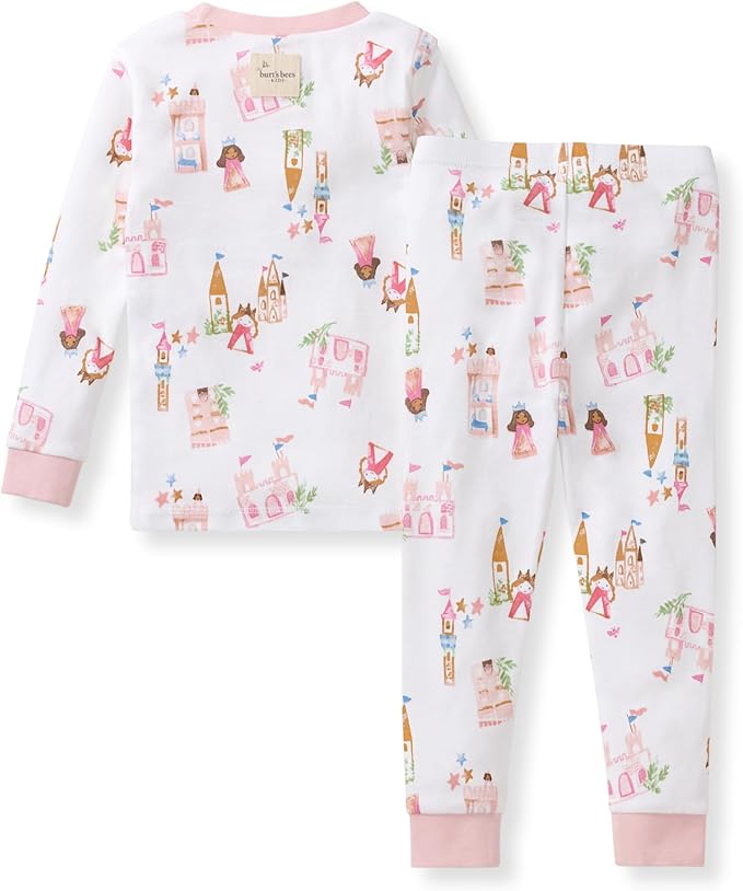 Burt's Bees Baby Girls' Pajamas, 2-Piece Long Sleeve Tee and Pants Organic Cotton PJ Set