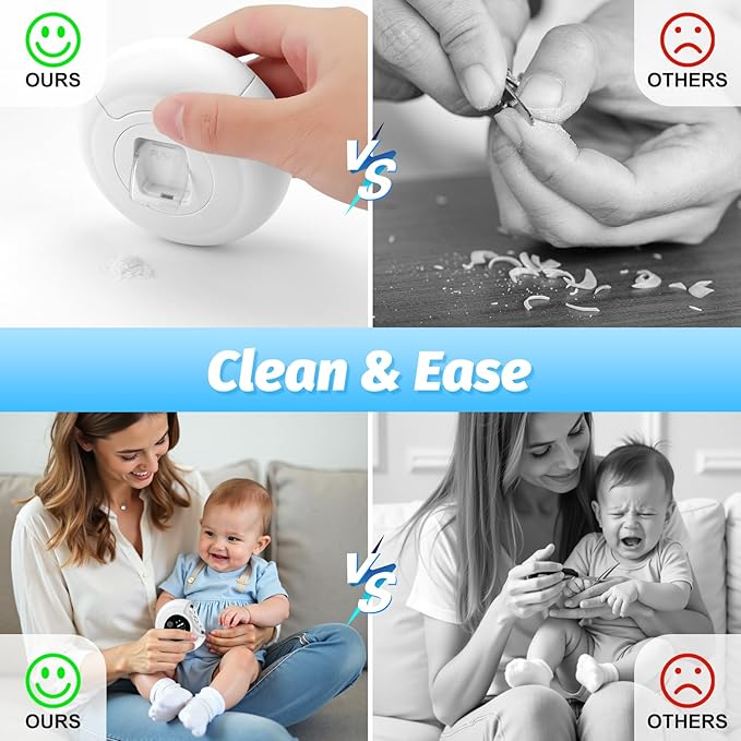 Electric Nail Clipper, Baby Nail Clipper with File & 3 Speed Gears, Baby Nail Trimmer Electric with LED Light & Storage Box, Smart Nail Clippers for Baby, Adult, Seniors