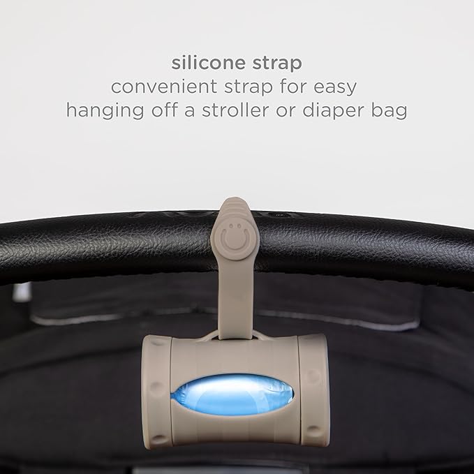 Ubbi Retractable On-the-Go Bag Dispenser for Baby Travel, Diaper Bag Accessory Must Have for Newborns, Helpful Baby Accessory, Taupe