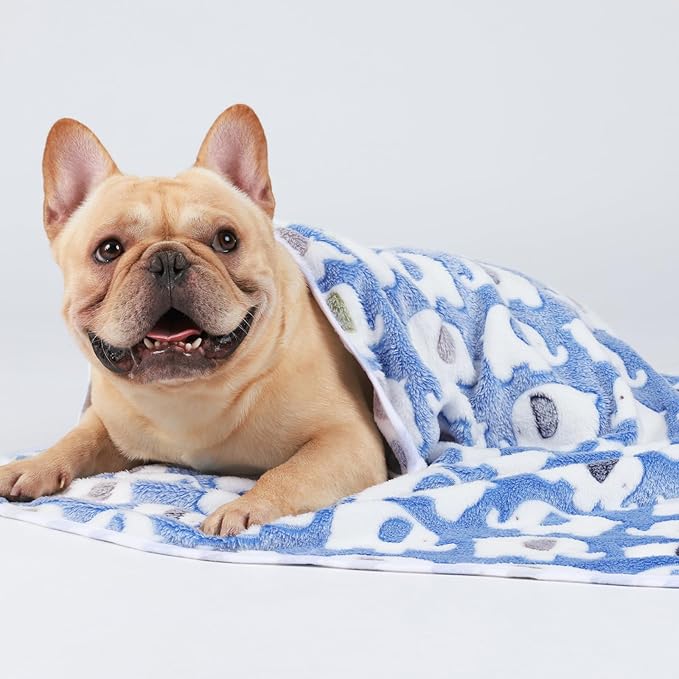 1 Pack 3 Blankets Super Soft Fluffy Premium Cute Elephant Pattern Pet Blanket Flannel Throw for Dog Puppy Cat Blue/Pink/Yellow Medium(30x20 inch)