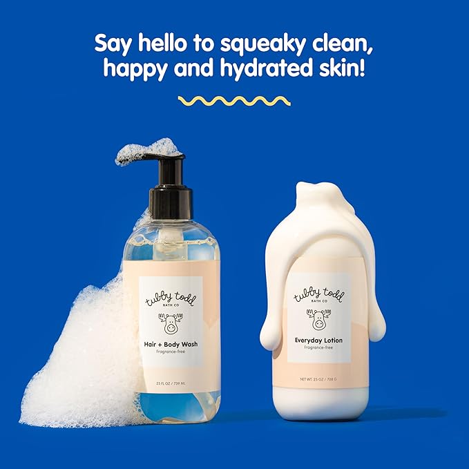 Tubby Todd's Baby Body Wash and Lotion Set - Gentle, Hypoallergenic Skincare for Newborns & Toddlers - 25oz, Lavender Rosemary