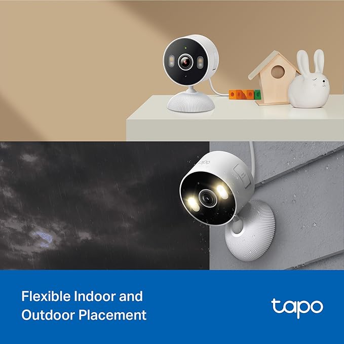 Tapo 2K Indoor/Outdoor Wired Security Camera - Works as a Baby Monitor & Pet Camera, Person/Motion/Baby Cry Detection, 2-Way Audio, Siren, Subscription-Free Local Storage or Optional Cloud, C113